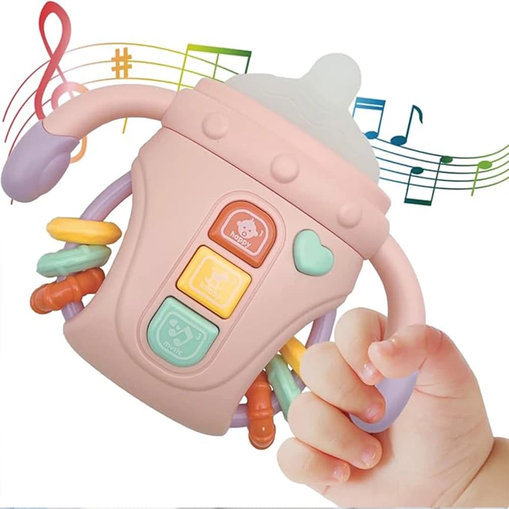 Giocattolo sonaglio per bambini Giocattolo musicale per l'apprendimento sensoriale con musica e luci Ciuccio per la dentizione per i più piccoli Regali per ragazzi e ragazze 0-24 mesi