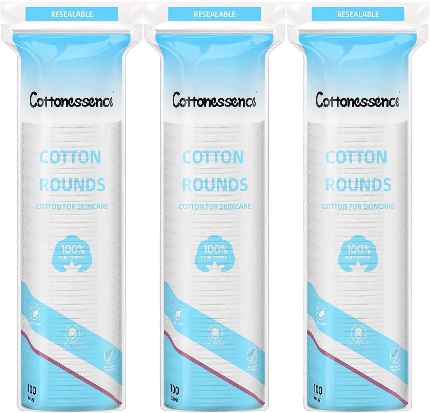300ct Cotton Rounds for Makeup Removal & Nail Polish, 100% Pure Cotton, Hypoallergenic, Lint-Free