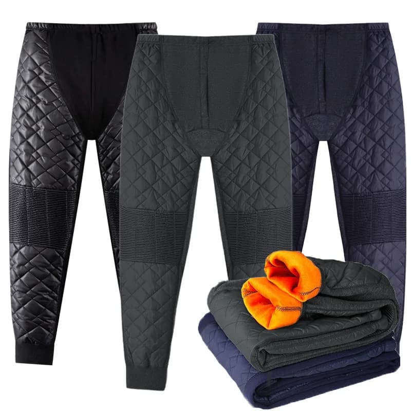 Biancheria intima termica addensata di grandi dimensioni Leggings in pile da uomo Mutande elastiche Pantaloni rendering in tinta unita Leggings caldi comfort da uomo
