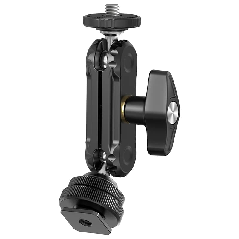 Ulanzi R098 Braccio magico con doppia testa a sfera con supporto per pattino freddo Vite da 1/4 '' per monitor per fotocamera DSLR Microfono Luce video Super morsetto