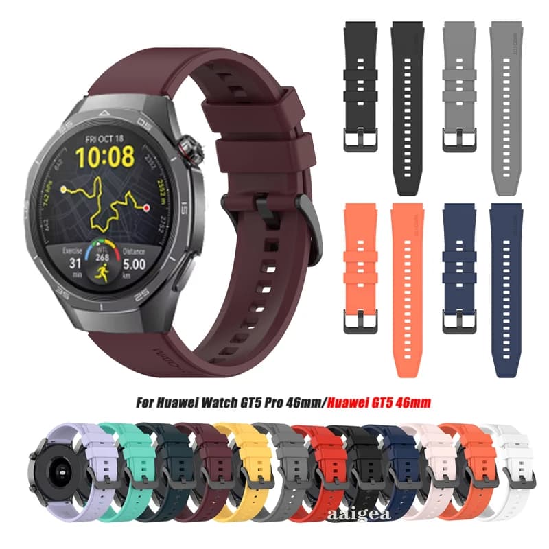 22mm Silicone Band Strap For Huawei Watch GT5 Pro 46mm GT4 46mm GT3 SE Wristband Sport Replacement Bracelet