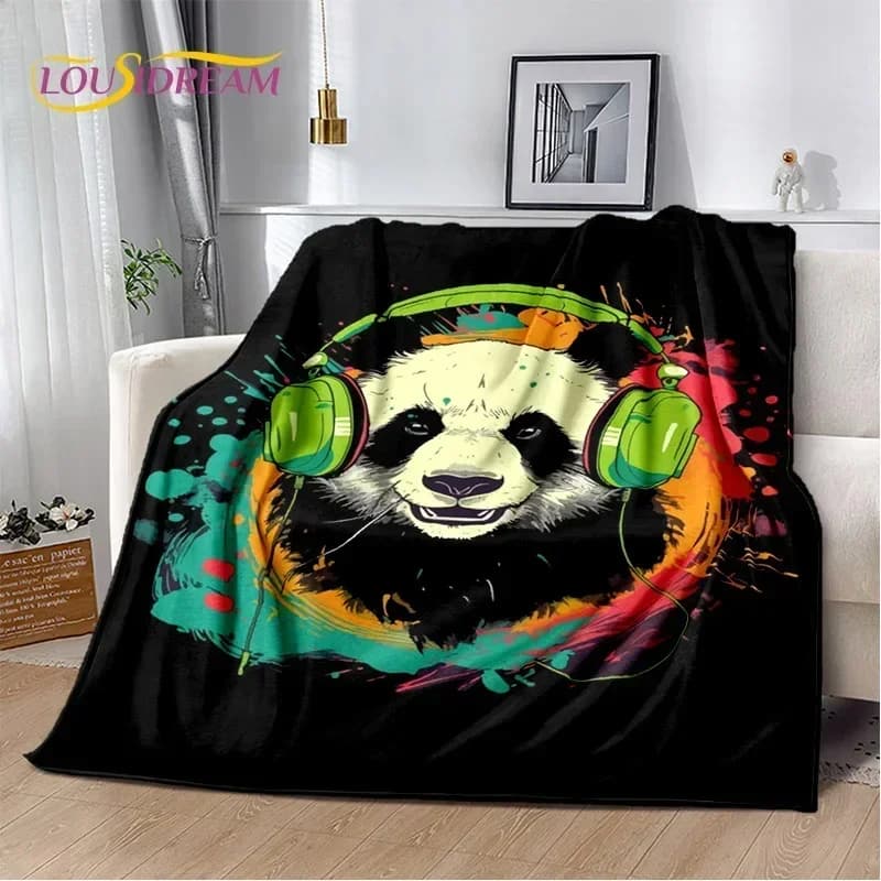 Coperta Decorativa con Simpatico Panda Cartoon, Morbida e Accogliente per Casa, Camera da Letto, Divano, Picnic, Viaggio, Ufficio, Adatta ai Bambini