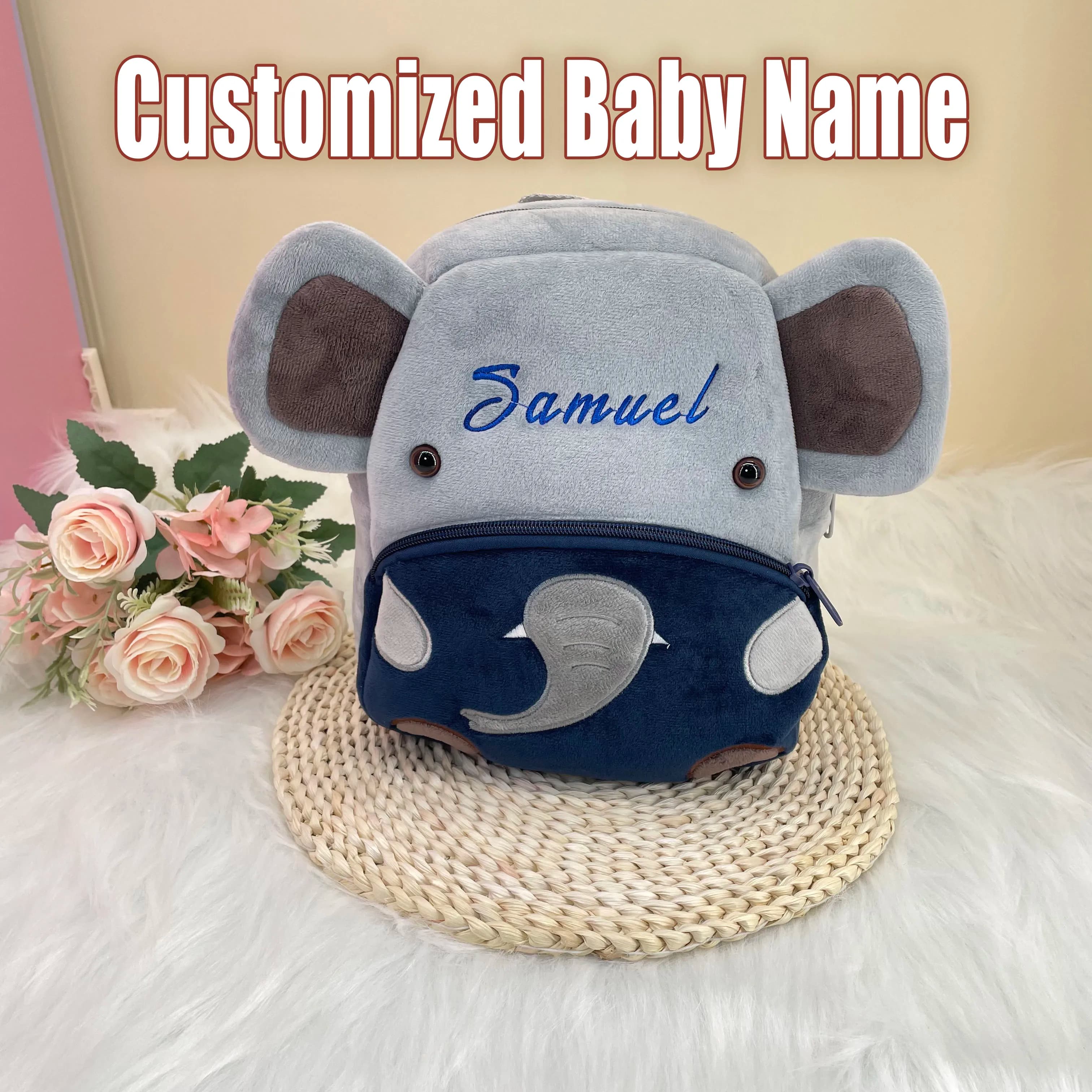 Zaino Personalizzato per Bambini con Nome, Borsa da Viaggio per Bambini con Motivo Animale, Zaino per Asilo e Scuola, Regalo Personalizzato