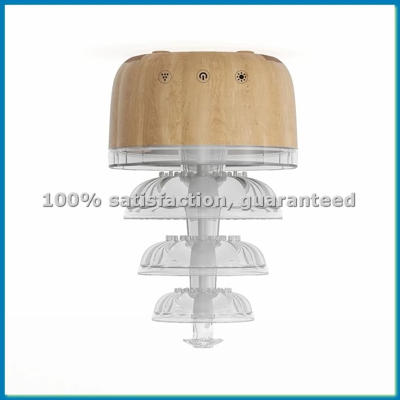 Diffusore di Aromi a Fontana in Legno, Umidificatore per Aromaterapia con Oli Essenziali e Luce Notturna LED Colorata per Arredamento Casa-ABHG