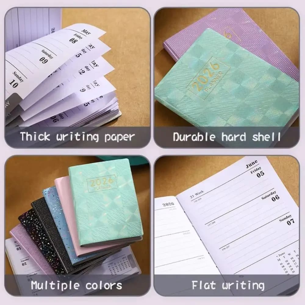 Nuovo Blocco Note A7 Spesso, Calendario, Agenda Settimanale per Scuola e Ufficio, Lista delle Cose da Fare, Taccuino Quadrato Portatile, Diario Tascabile