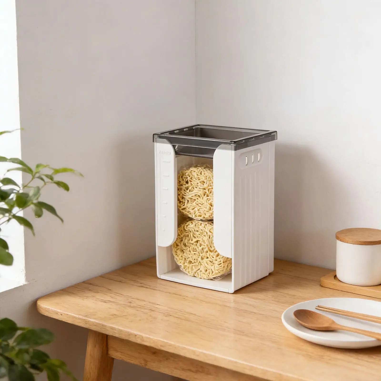 Scatola Organizzatrice Pieghevole Trasparente per Noodle Istantanei, Contenitore da Scrivania per Organizzazione Efficiente di Cucina e Cassetti