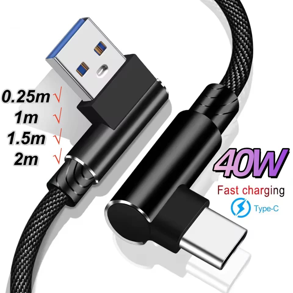 Porte USB C da 40 W Cavo di ricarica rapido Cavo dati universale da USB a tipo C 0,25 M 1 M 1,5 M 2 M Cavo dati intrecciato in nylon con estensione porta PD