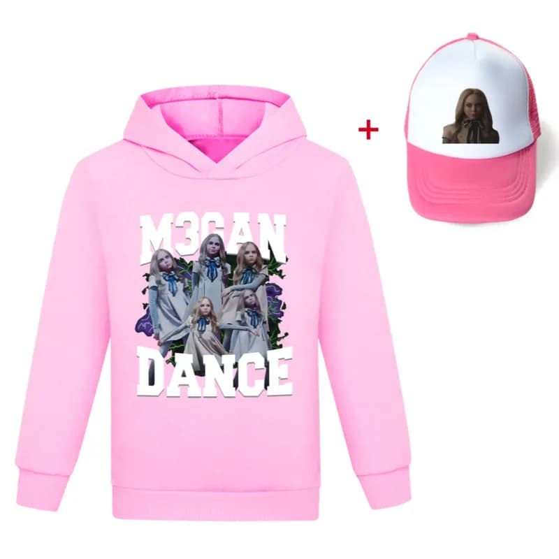 AIAI 2025M3GAN DANCE Felpa con cappuccio per bambini Ragazza del bambino Primavera Autunno Con cappuccio Megan Stampato Camicia a maniche lunghe Vestiti Cappello Cristo