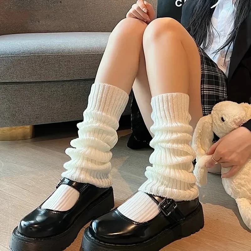 1Pair High-quality Foot Warmers JK Bubble Socks JK Lolita Leg Warmer Y2K Punk Gothic Knitted Foot Cover Crochet Socks Boot Cuffs