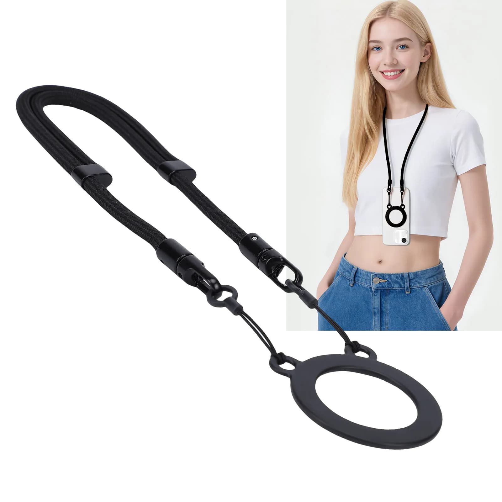 M22 Adjustable Magnetic Neck Hanging Rope Phone Strap Bear Rings Cell Phone Lanyards Magnetic Cell Phone Lanyards