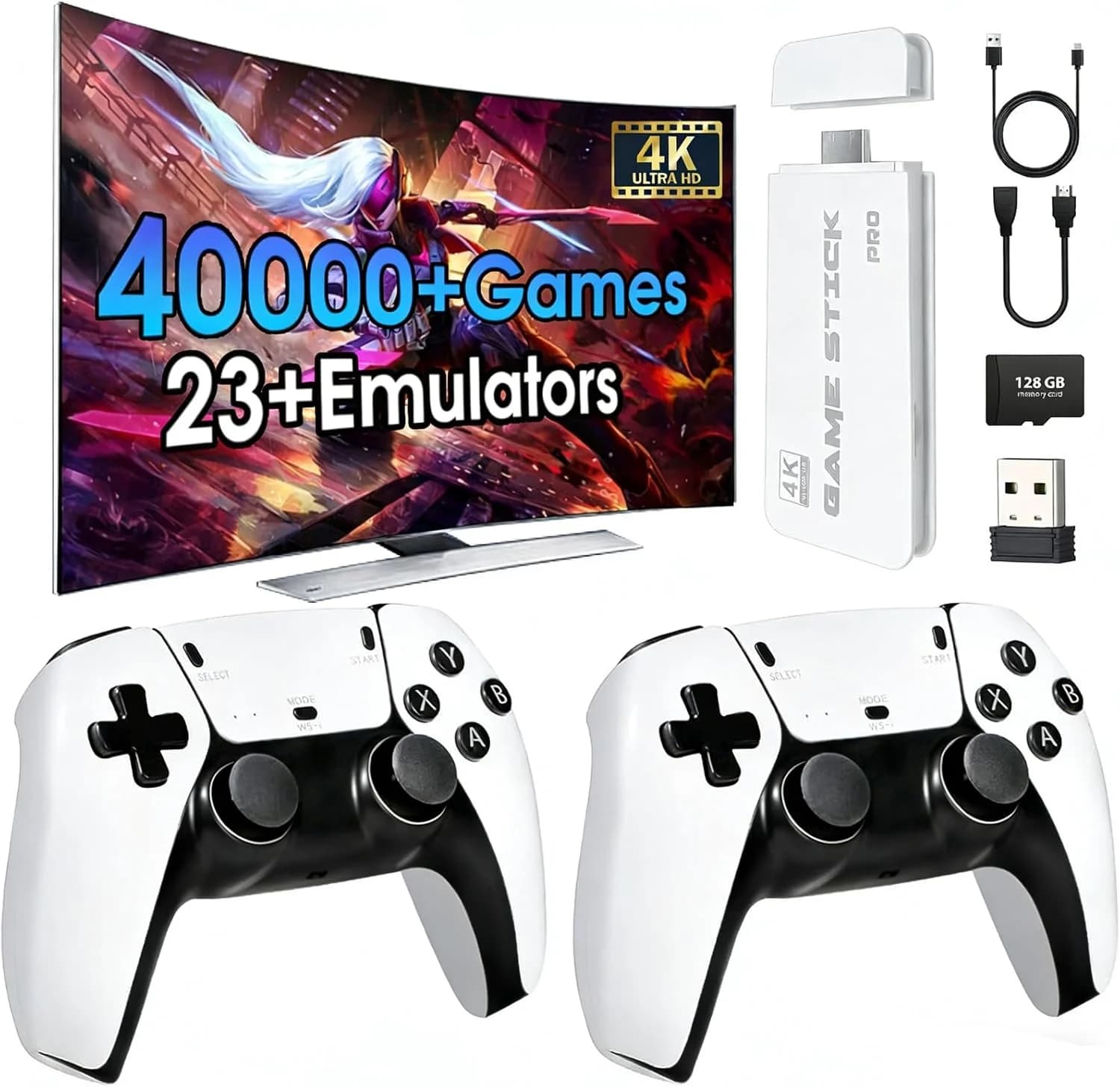 2026 New Wireless Retro Game Console,20000+Games,with Dual 2.4G Wireless Controllers Plug and Play 4K HDMI TV Game Stick