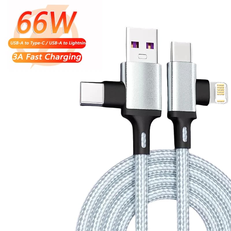 Cavo USB A 2 in 1 PD Tipo C a Lightning per Ricarica Rapida per iPhone 16 15 14 13 11Pro Max iPad Xiaomi Huawei Samsung