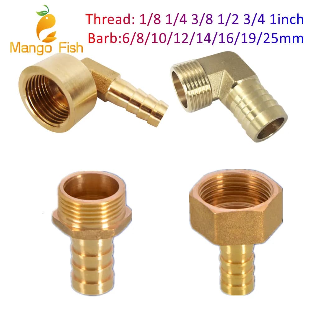 Brass pipe fitting 6/8/10/12/14/16/19/25mm Barb Tail 1/8 "1/4" 3/8 "1/2" 3/4 "1" BSP Male Female Threading Copper Connector