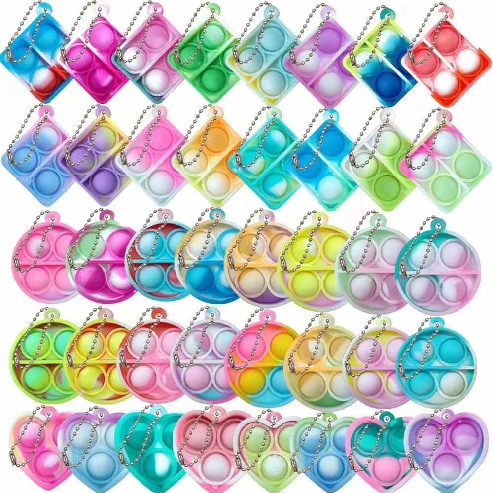 Confezione da 2 Mini Portachiavi Pop It, Giocattolo Sensoriale Antistress per Bambini, Premio per Aula, Regalo per Feste di Compleanno, Bomboniera per Matrimoni