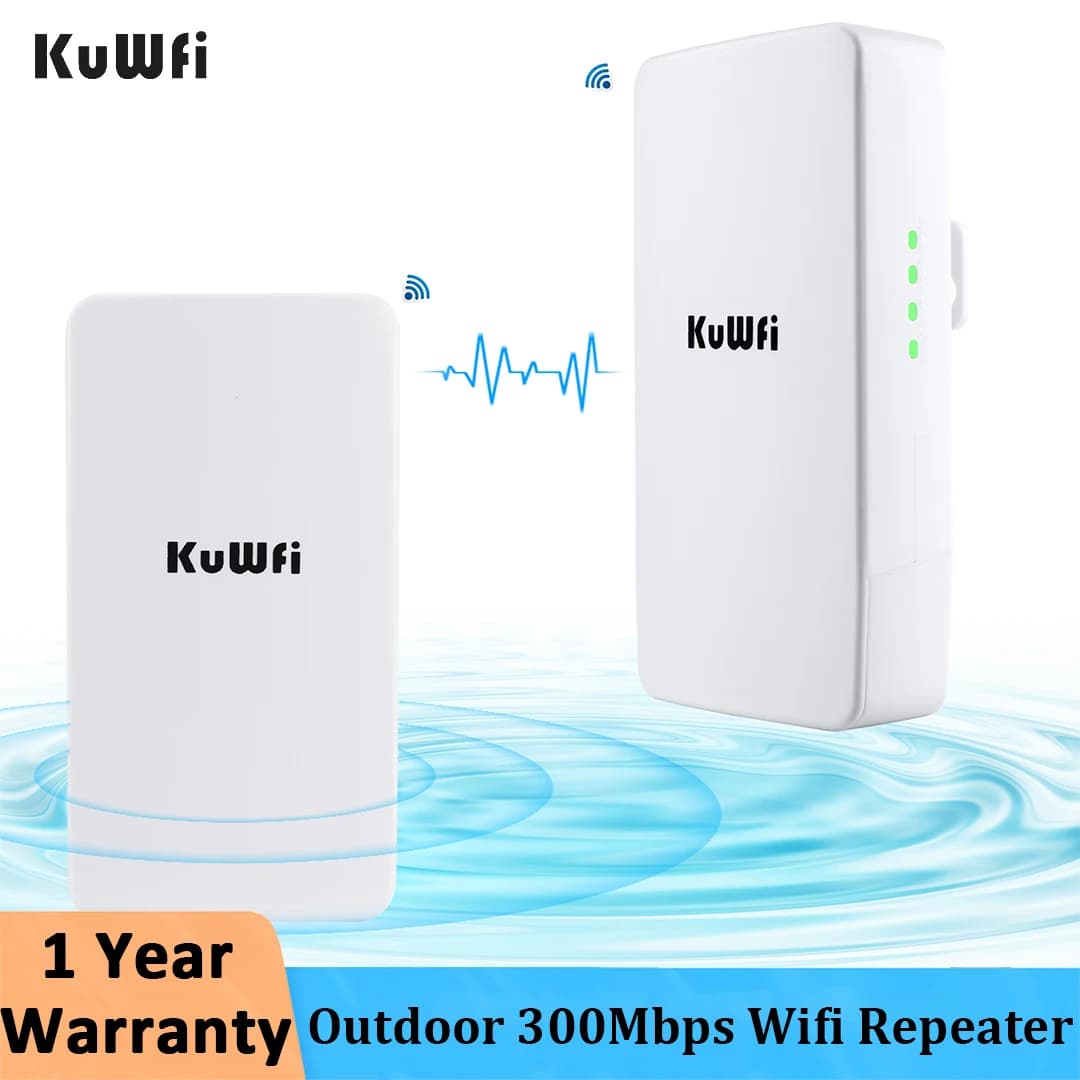 KuWFi 300Mbps Router Wifi Esterno Ripetitore 2.4G Wireless Bridge Amplificatore di Segnale Wifi Aumenta La Gamma Wifi Punto a Punto 1KM
