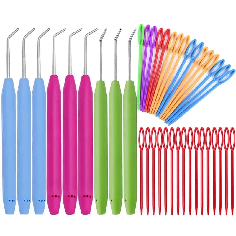 Set di ganci per telaio a maglia 6 pezzi Gancio per telaio a maglia con ferri da maglia in plastica Kit di ganci per ago all'uncinetto Colore casuale