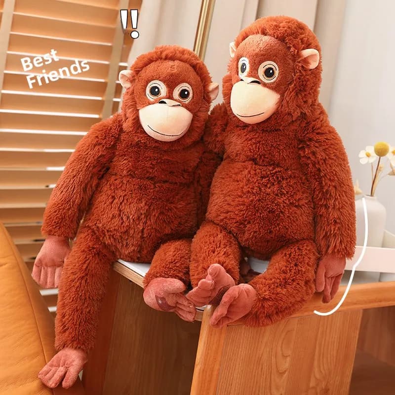 Cuscino a forma di scimmia di grandi dimensioni, peluche realistico di orangutan, morbido giocattolo di peluche, regalo di compleanno per ragazze, simpatico cuscino decorativo
