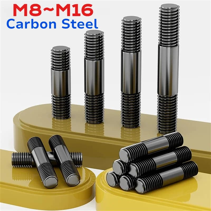 M8 M10 M12 M14 M16 Black Grade 8.8 Carbon Steel Rod Double Thread Screw Stud Screw Rod Stud Bolts GB901