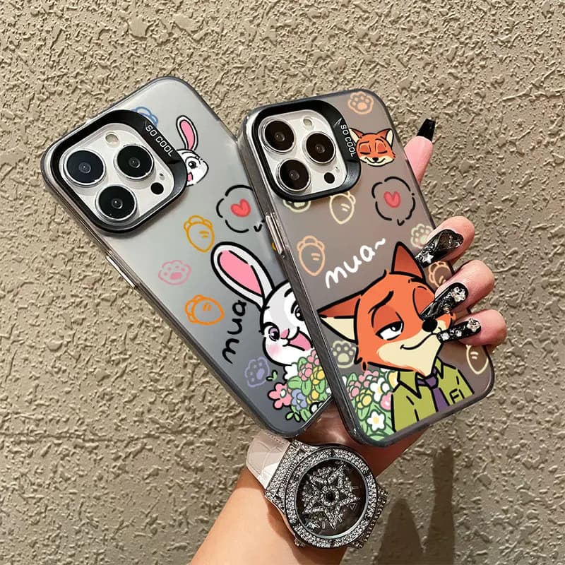 Funda Cover per Infinix Tecno Camon 20 Spark Go Hot 50 12 11 10 Play Note 30 40 Pro Soft Cover Disney Zootopia Nick Judy