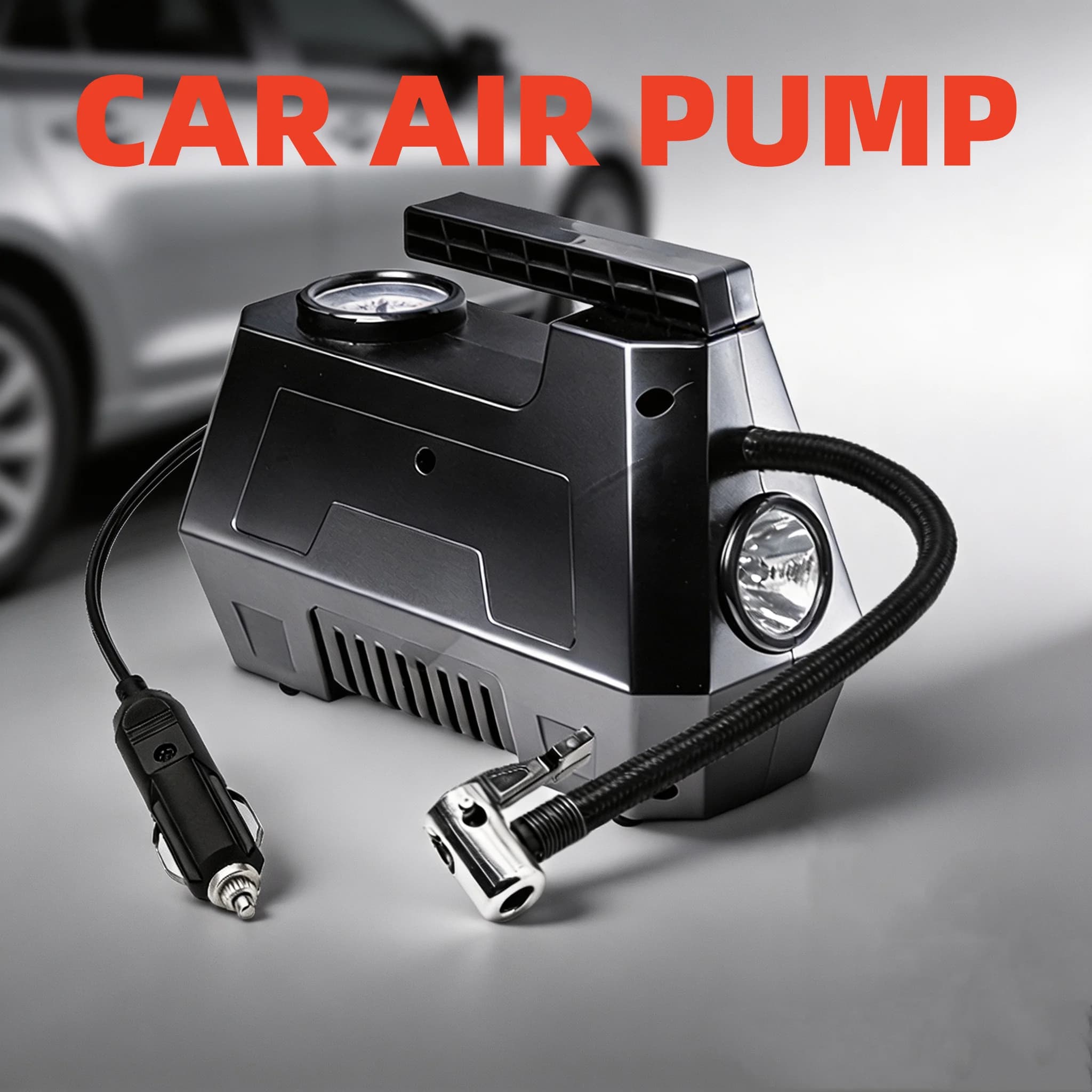 Accessori auto: Compressore elettrico portatile 12V multifunzione per pneumatici auto, con cavo, pratico e conveniente