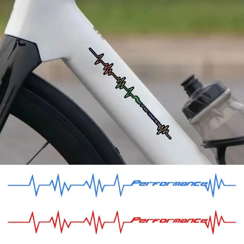 Performance ECG Heartbeat Line Sticker Vinyl Decal 2PCS Waterproof UV Resistant For Motorcycle Helmet Bike Frame Decor