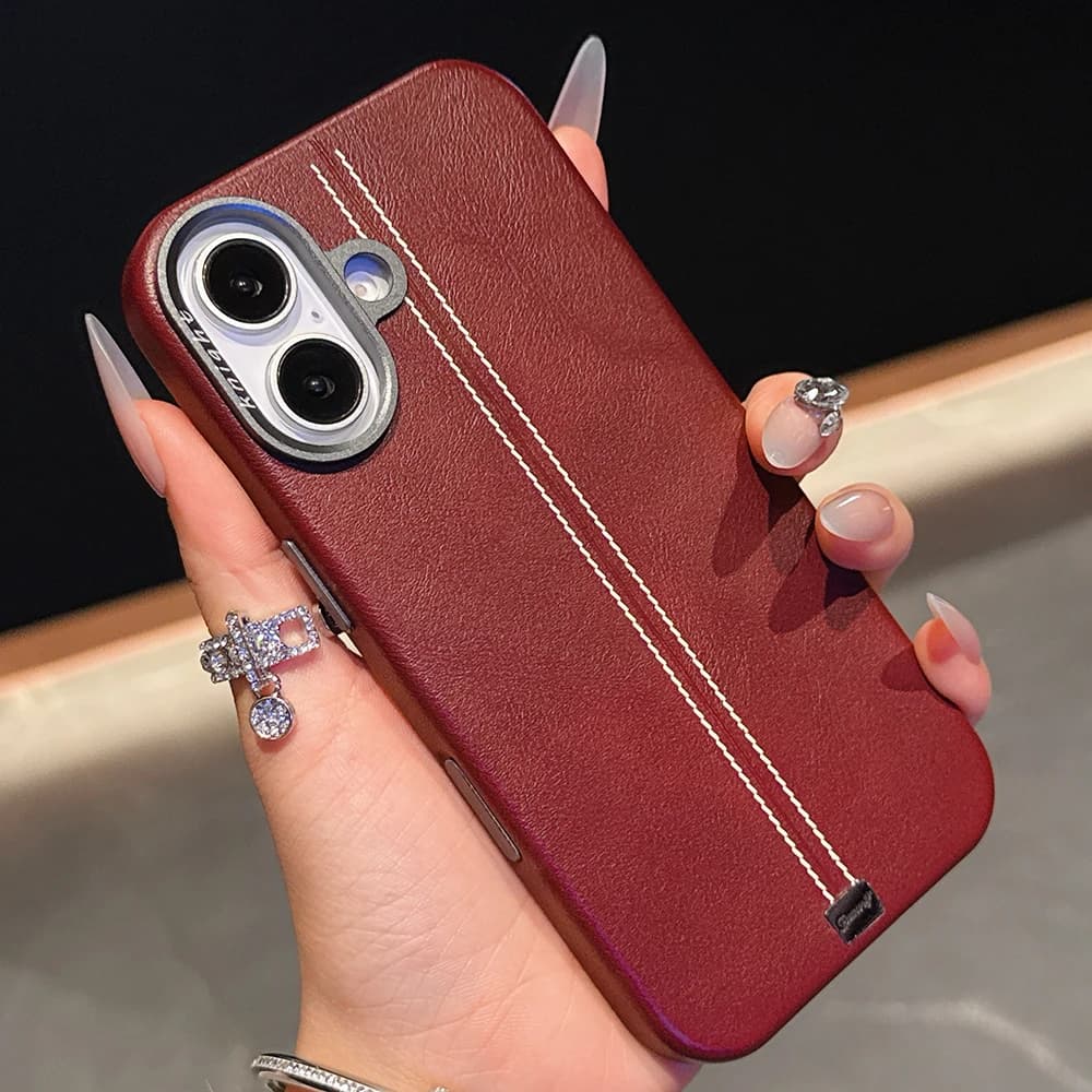 Alloy Lens Magnetic PU Leather for MagSafe Phone Case For iPhone 16 16pro max 15 14 Pro 13 Wireless Charging Hard Armor Pu Cover