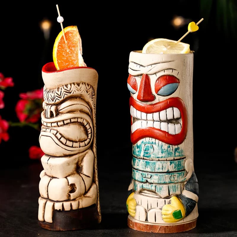 Tazza in ceramica Hawaii Tiki, tazza da cocktail creativa, tazza da vino per bevande e birra, stile horror di Halloween, bottiglia d'acqua da bar da clown, nuova