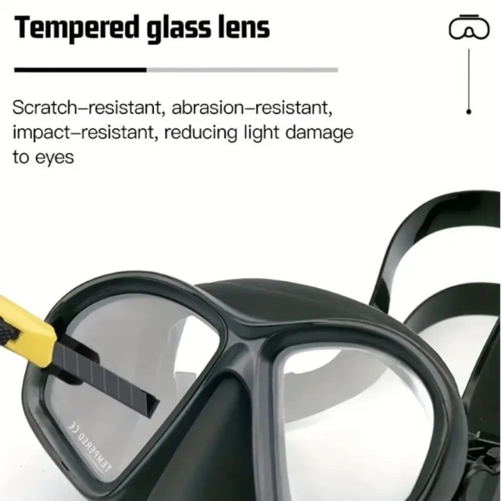 Maschera Subacquea in Vetro Temperato Tipo J, Maschera da Immersione Impermeabile a Basso Volume, Set Snorkeling Pieghevole