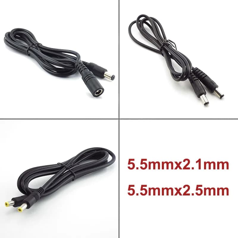 Cavo di prolunga di alimentazione 12V DC 5.5MM 2.1mm Spina femmina a maschio 5.5x2.5 Cavo adattatore maschio a maschio per telecamera CCTV Luce di striscia J17