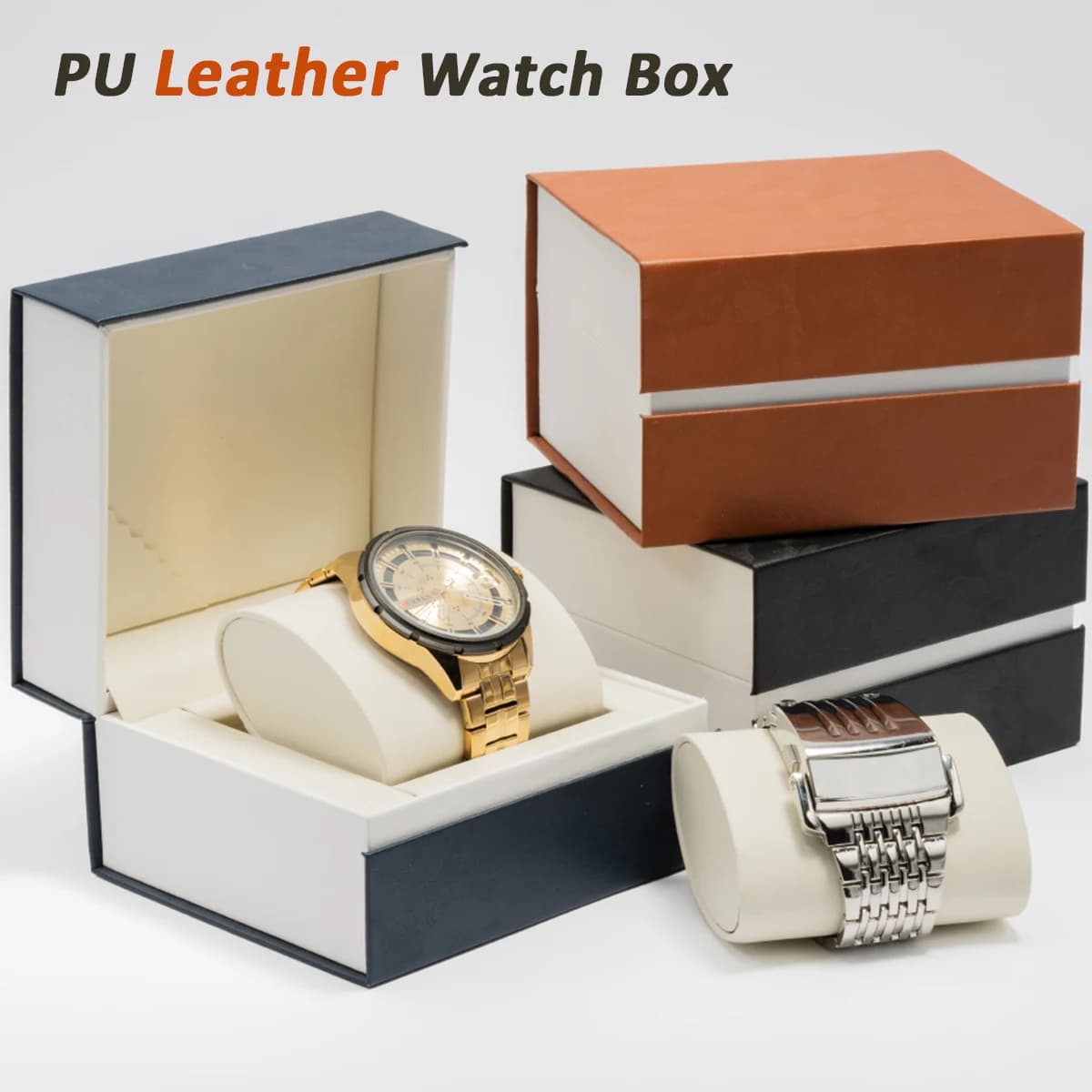 PU Leather Watch Bearing Box Single Watches Tray Travel Organizer for Watches Collection Women's Handbags
