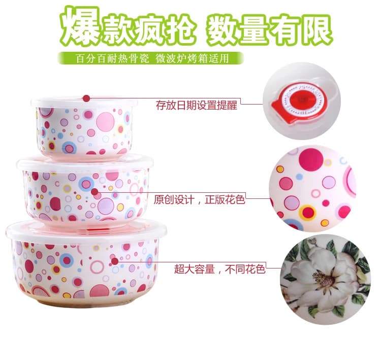 Tangshan Lunch Box in ceramica Forno a microonde Lunch Box Bento Box Ciotola fresca Set di ciotole per pranzo in ceramica