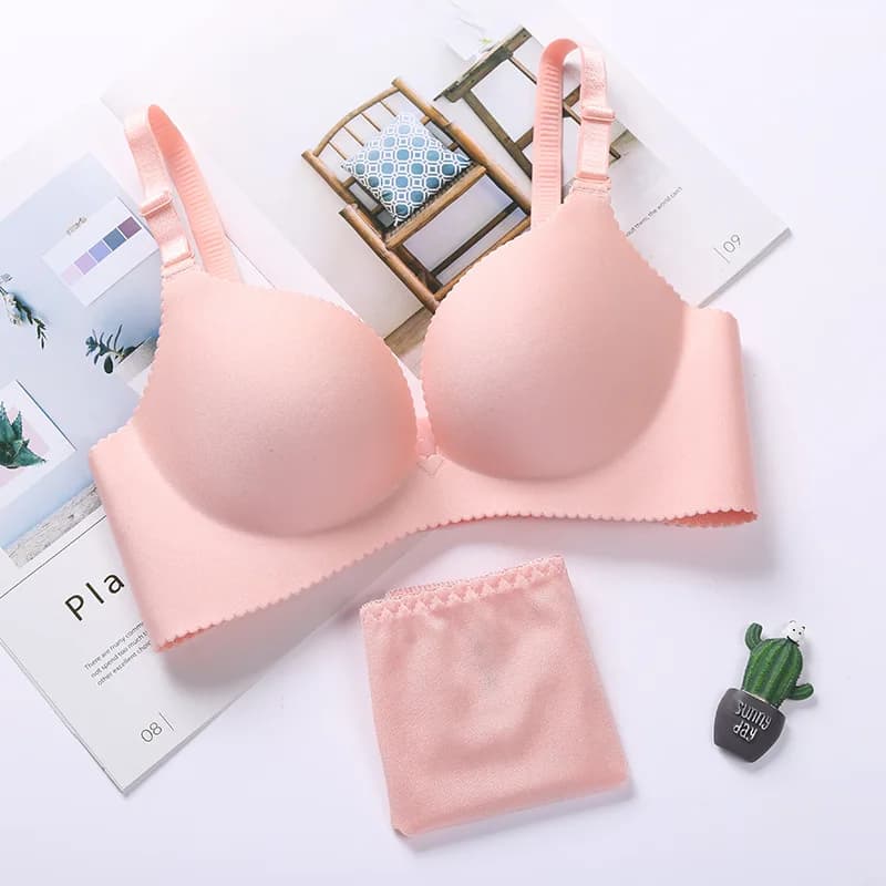 Set reggiseno senza cuciture per biancheria intima da donna Set lingerie push up Set reggiseno e mutandine senza ferretto Set reggiseno e slip regolabili a 3/4 tazze
