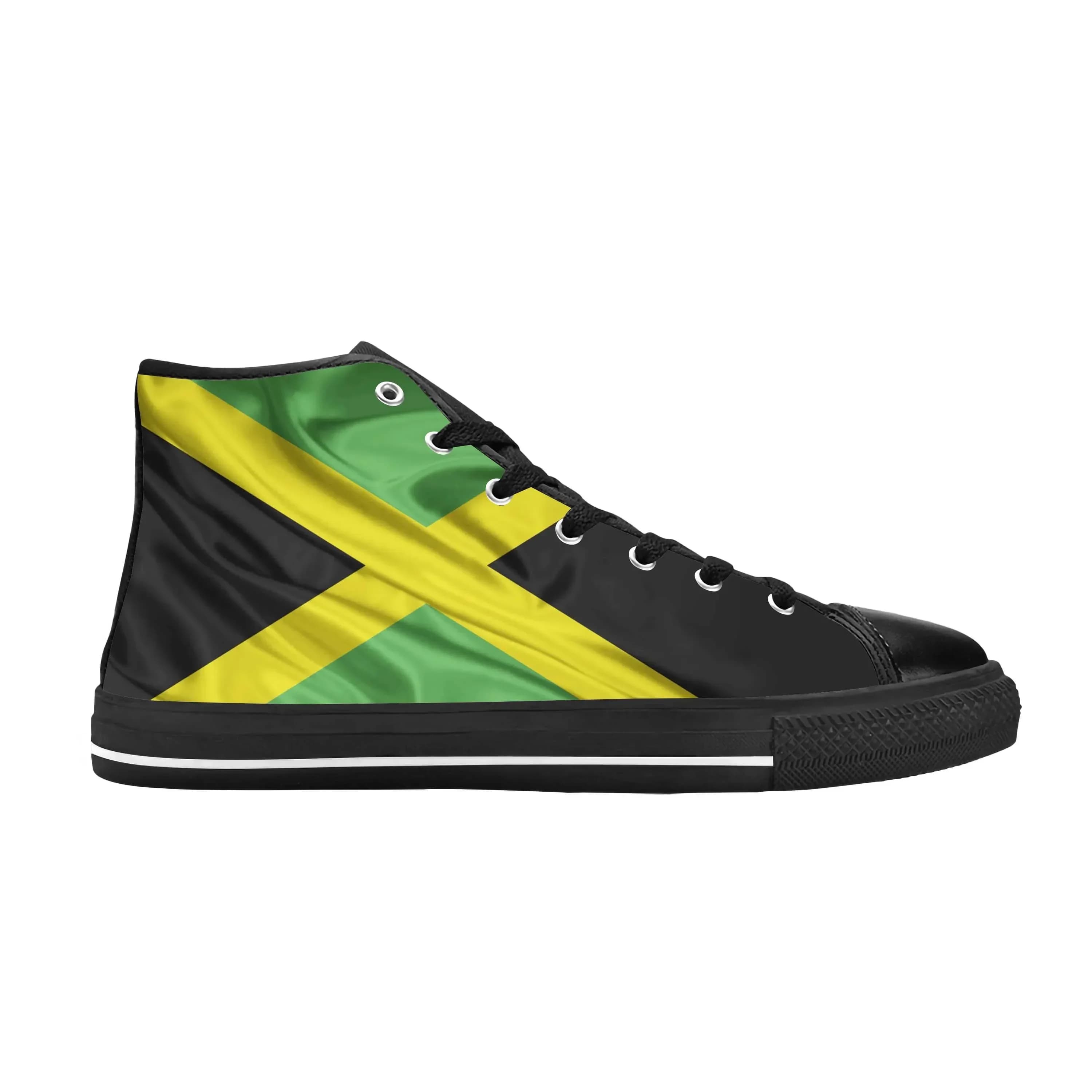 Jamaica Jamaican Lion Flag Patriotic Pride Funny Casual Cloth Shoes High Top Comfortable Breathable 3D Print Men Women Sneakers