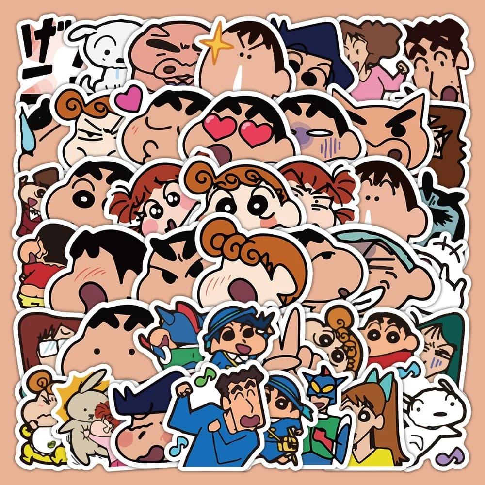 10/30/60PCS Cartoon Crayon Shin Chan Stickers PVC Material Personalized DIY Fridge Notebook Scrapbook Waterproof Daily Stickers.