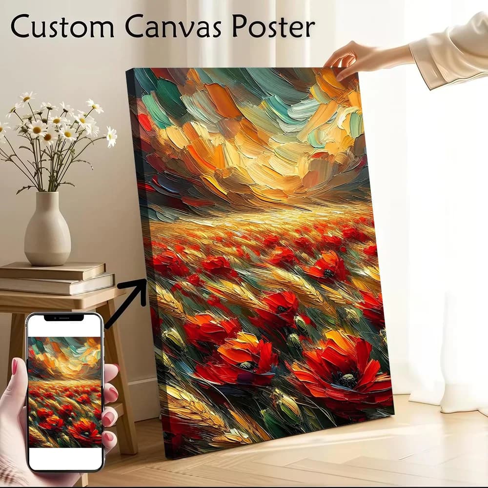Poppy Field Painting Canvas Wall Arts Poster Customizable Pictures Printing for Room Decorative Paintings Art Print Wand Deko