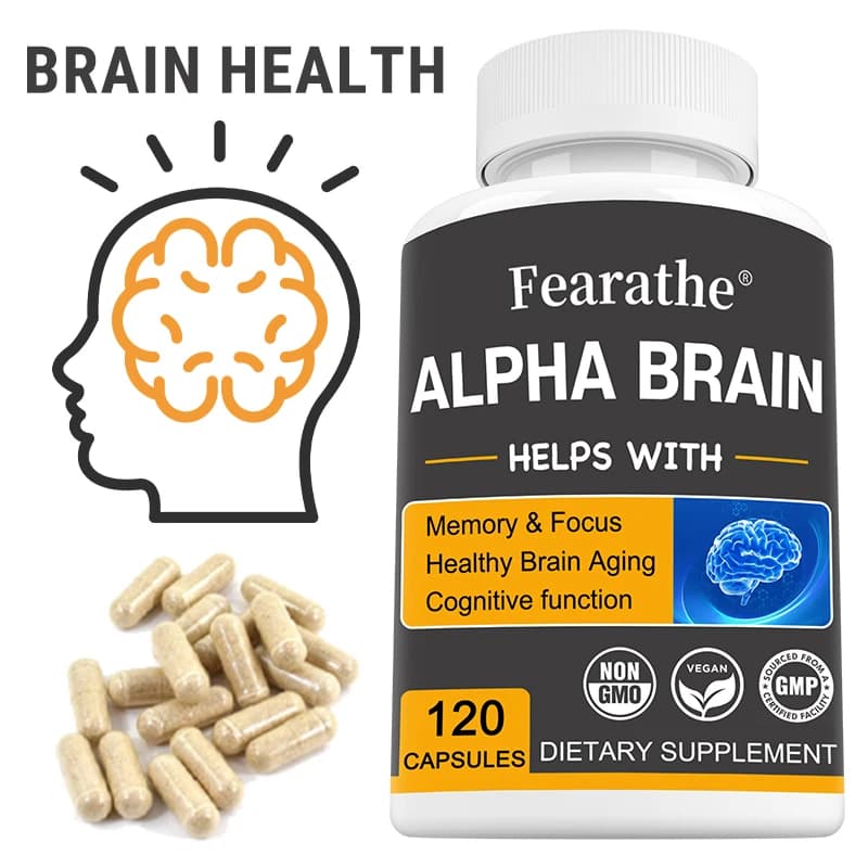 Alpha Brain Nootropics Brain supplement for men and women - Memory, mental clarity and cognition with vitamin B6, capsules Focus