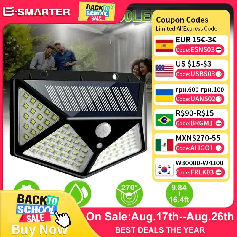 1/2/4/6 pcs 100 LED Wall Lights Outdoor Solar Lamp Motion Sensor PIR Solar Energy Solar Light LED Light For Garden Decoration