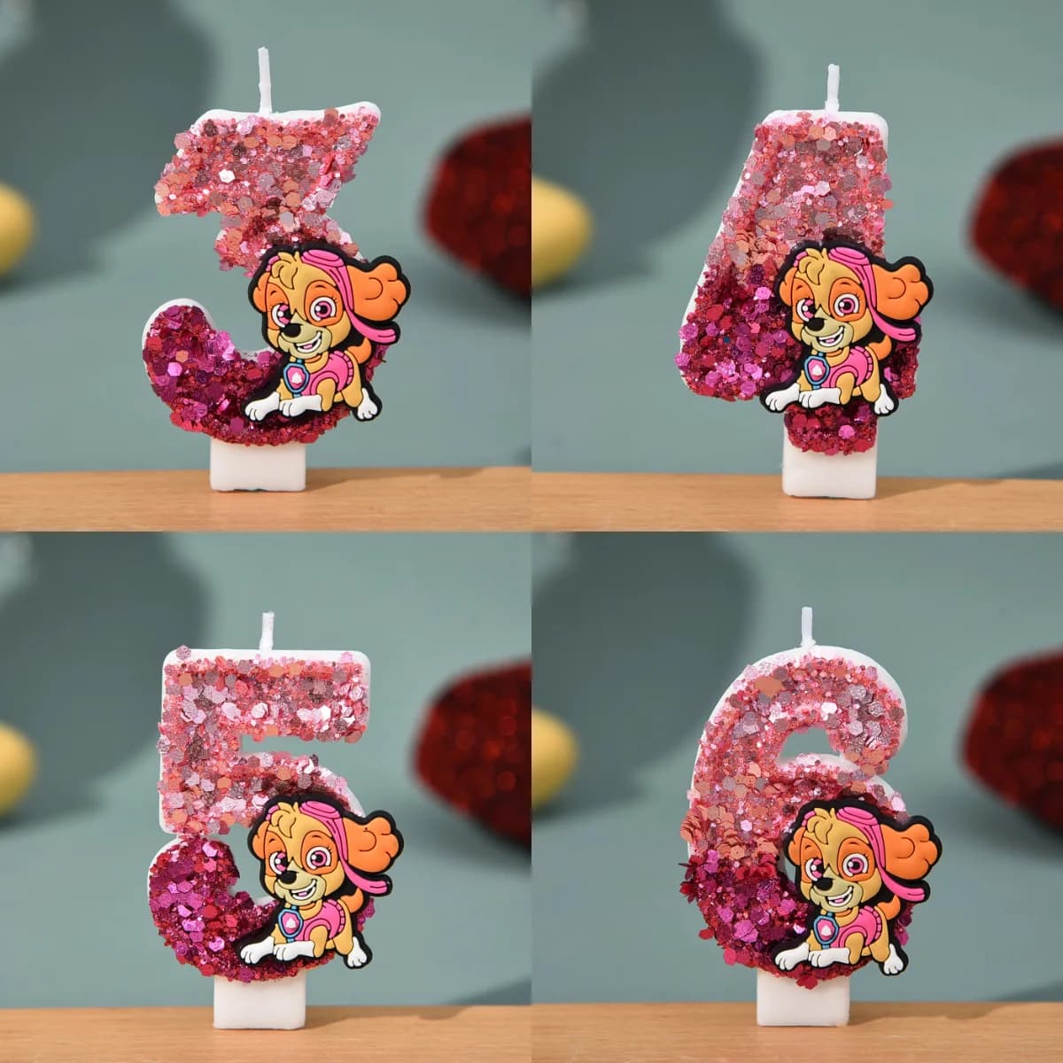 Candela Paw Patrol con Numeri da 0 a 9, Decorazione per Torte di Compleanno a Tema Paw Patrol, Decorazione per Baby Shower