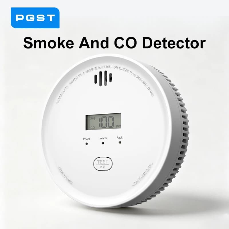 PGST 2 In 1 Smart Independent Co Smoke Detector Fire Alarm Carbon Monoxide Smoke Detector Fire Alarm Sensor Home House Security