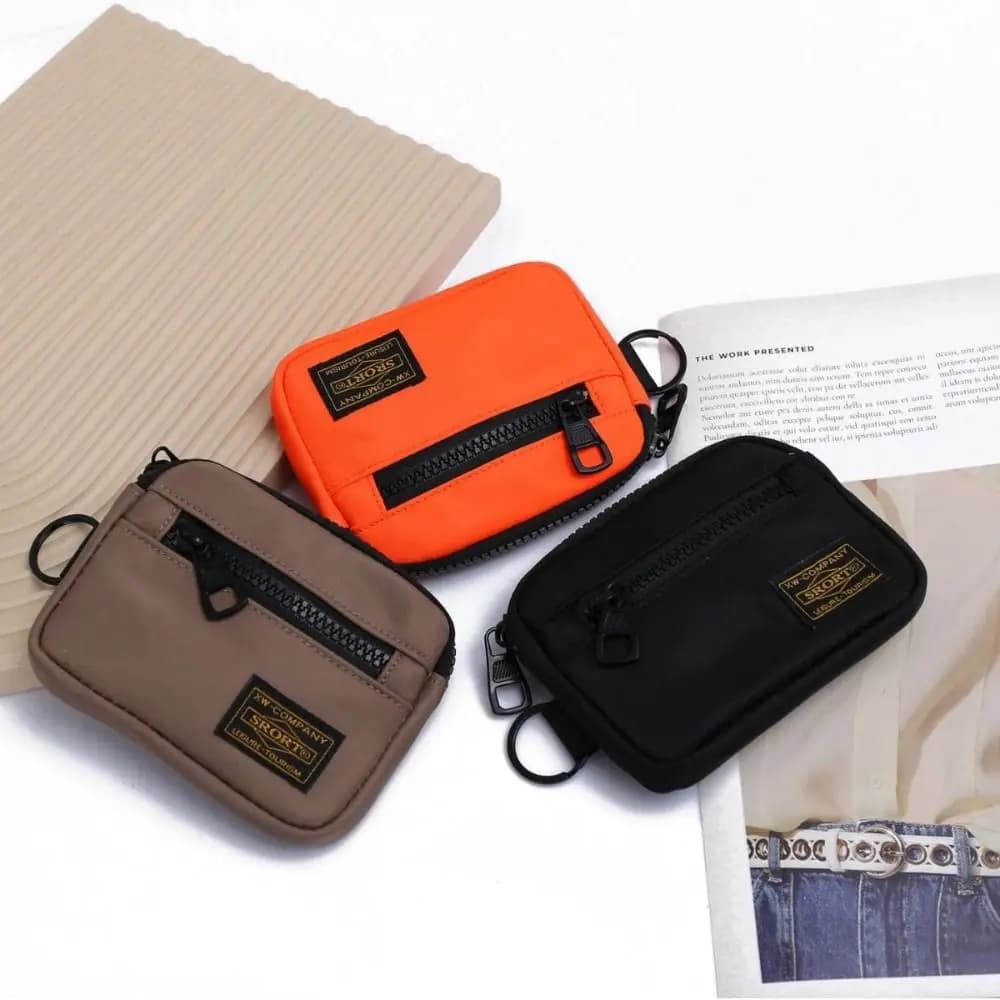 New Casual Men's Coin Purse Canvas Zipper Short Wallet Retro Key Holder Small Money Bag Trend Youth Mini Handbag