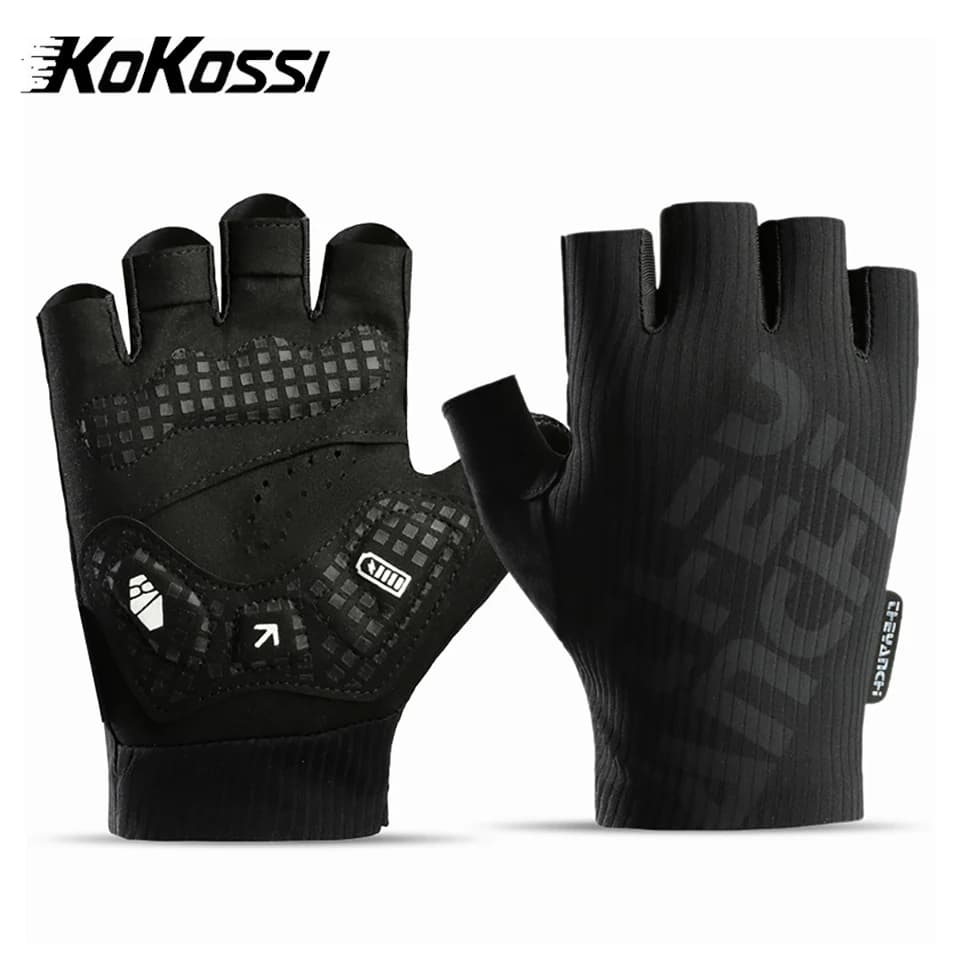 Guanti da ciclismo estivi KoKossi a mezze dita, traspiranti, antiurto, senza dita, antiscivolo, per allenamento in palestra e sport