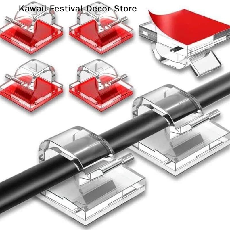 【K】20/50PCS Self Adhesive Wire Clips Cable Management Clips Cable Organizers Sticky Cord Holder For TV PC Laptop Home