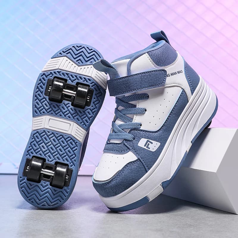 Pattini a rotelle per bambini Piccole scarpe sportive per intrattenimento stradale staccabili a quattro ruote Pattini a rotelle da esterno in pelle per bambini