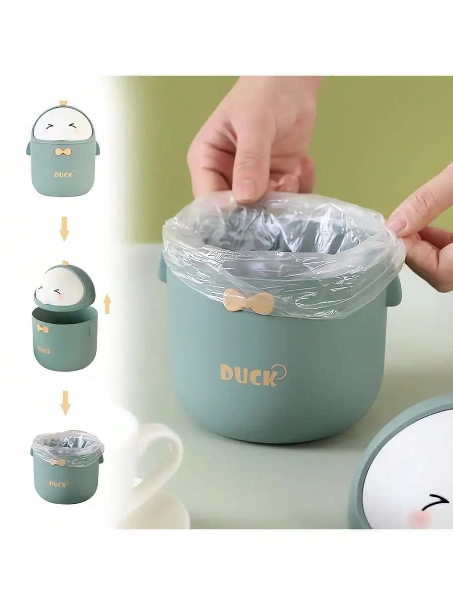 Creative Cute Desktop Trash Can Small Plastic Wastebasket With Lid Mini Countertop Garbage Bin For Office Kitchen Bedroom