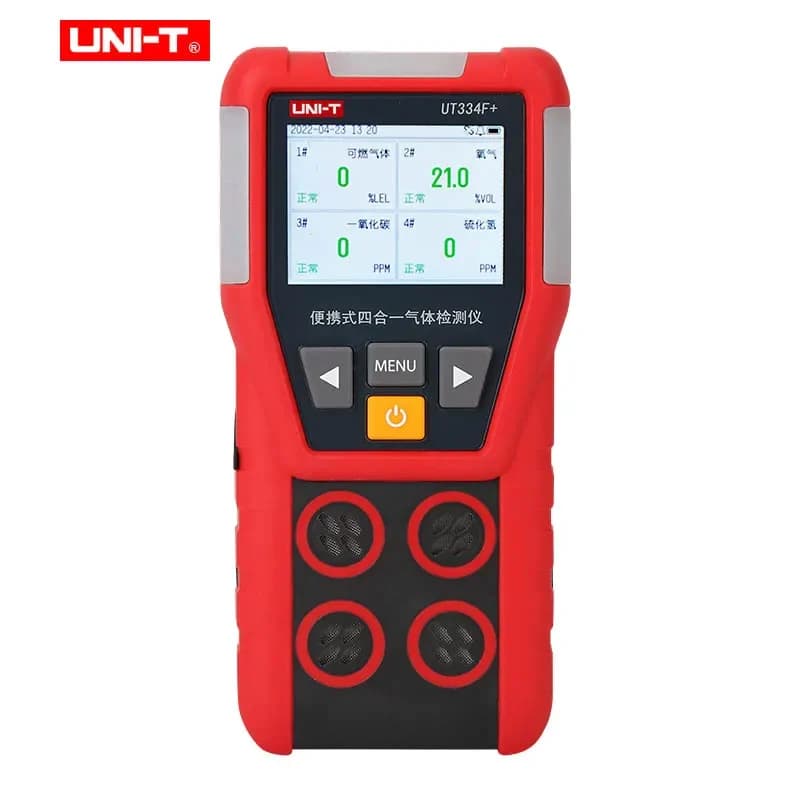 UNI-T rilevatore di Gas 4 in 1 UT334F + Display a colori USB DC3.7V perdita di monossido di carbonio di ossigeno di concentrazione di Gas nocivi