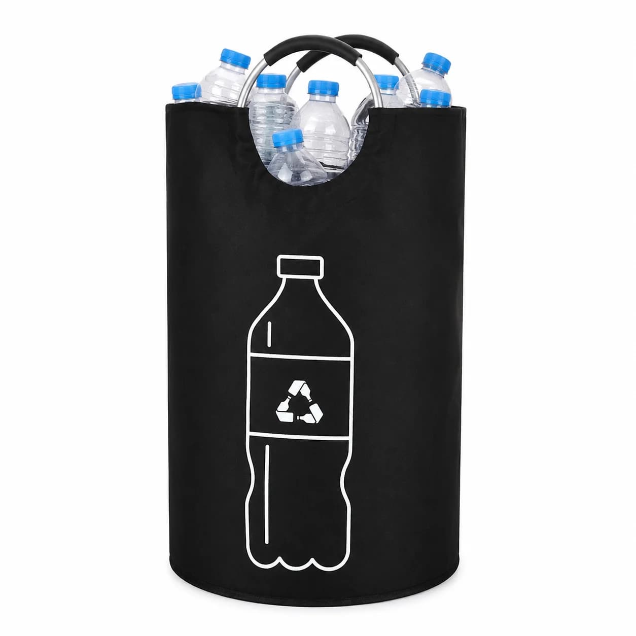 82L Empty Bottle Storage Basket Folding With Aluminum Handle Wastewater Bottle Collector Bag Large Capacity Recycling Bin