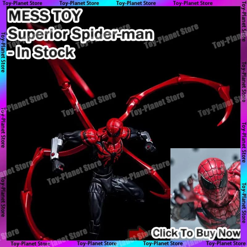 Disponibile Nuovo di Zecca MESSTOYS Action Figure Spider-Man Versione Nero Rosso Modello Supereroe Giocattolo con Articolazioni Mobili da Collezione Pronto per la Spedizione