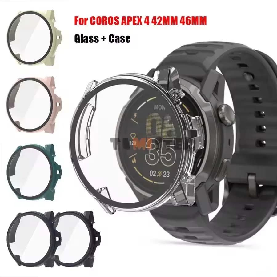 Tempered Glass+Case For Coros APEX 4 46MM 42MM Smart Watch Protective Shell Cover For COROS APEX 4 Screen Protector Accessories