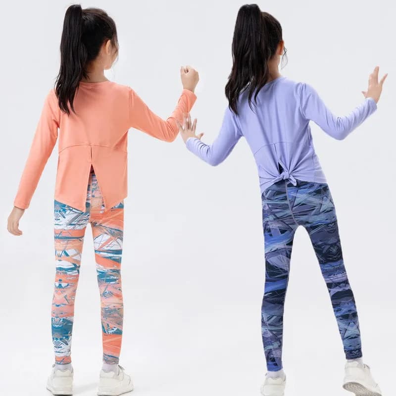 Set da calcio per bambini Bambini Ragazzo Ragazza Compressione Basket Corsa Esercizio Sci Sport Fondo Top Tee + Legging Pant 66