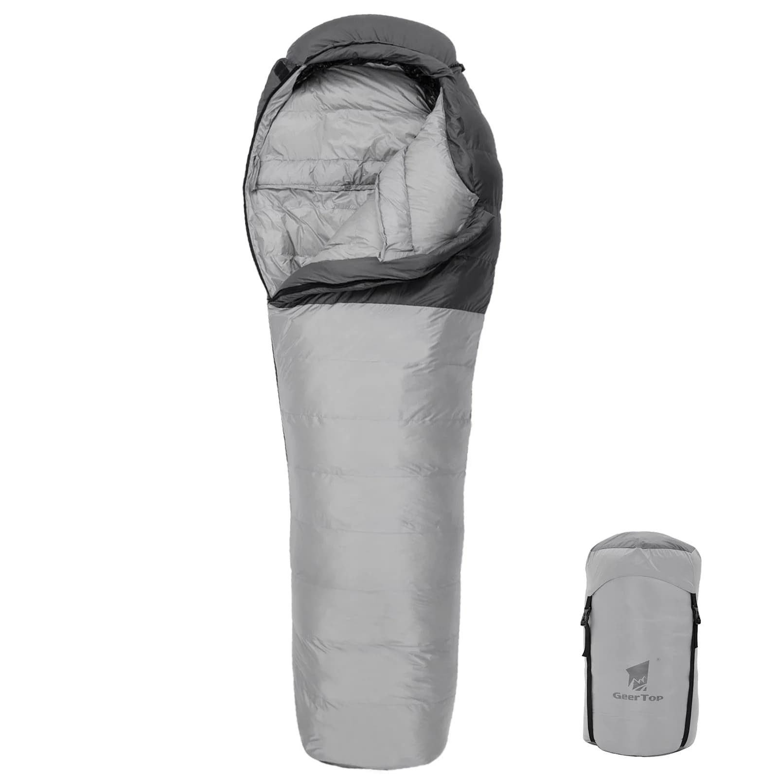Ultralight outdoor sleeping bag in thick goose down for adults, warm camping blanket, hiking sleeping bag resistant to low temperatures, L354